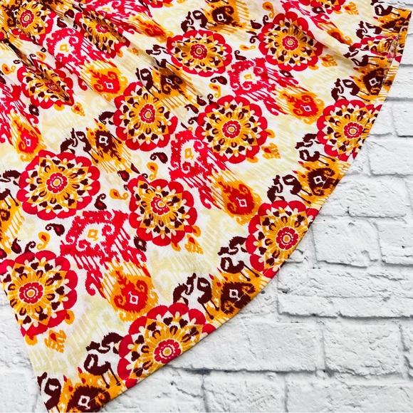 Ophelia Roe Skirt BOHO Womans Size Small Pink and Orange Smocked A-Line Maxi - Picture 4 of 9